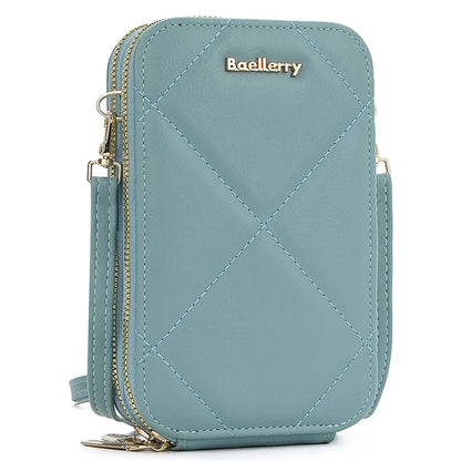 BAELLERRY N0111 Zipper Design PU Leather Crossbody Bag Phone Pouch Shoulder Bag for Travel, Daily Use