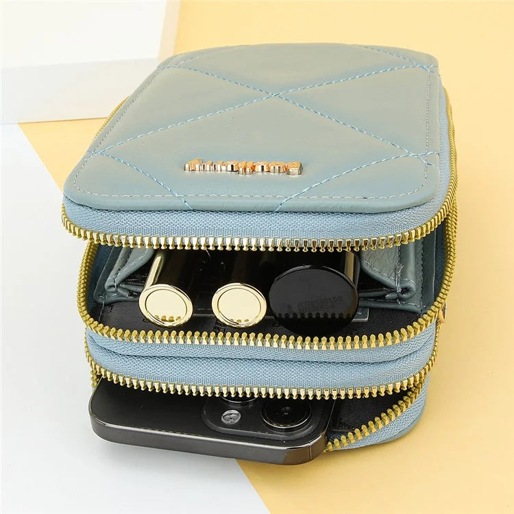 BAELLERRY N0111 Zipper Design PU Leather Crossbody Bag Phone Pouch Shoulder Bag for Travel, Daily Use