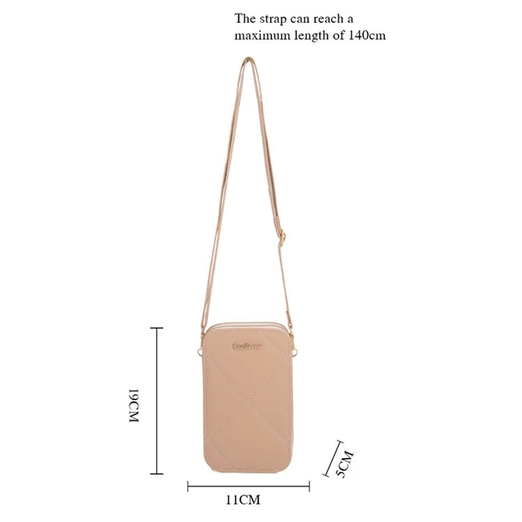BAELLERRY N0111 Zipper Design PU Leather Crossbody Bag Phone Pouch Shoulder Bag for Travel, Daily Use
