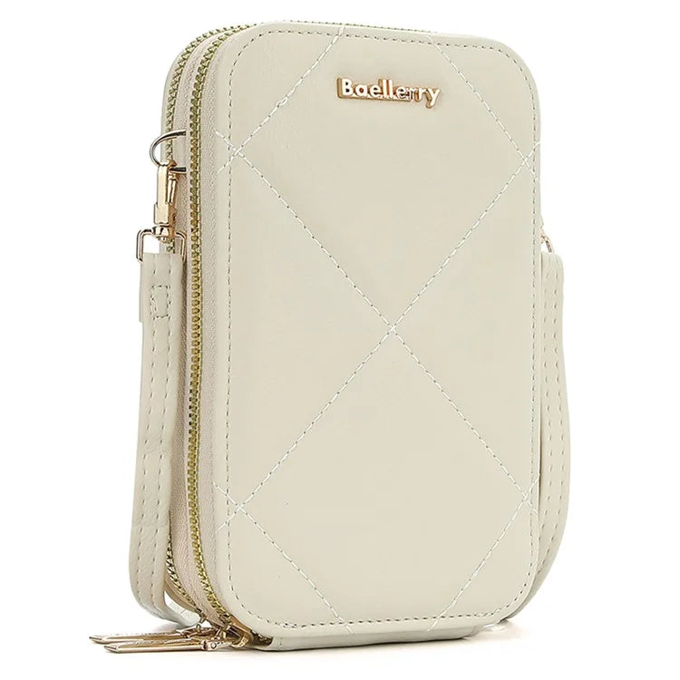 BAELLERRY N0111 Zipper Design PU Leather Crossbody Bag Phone Pouch Shoulder Bag for Travel, Daily Use