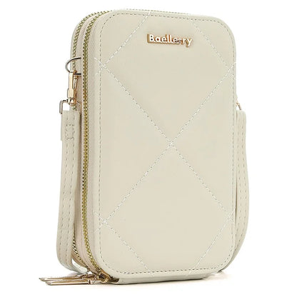 BAELLERRY N0111 Zipper Design PU Leather Crossbody Bag Phone Pouch Shoulder Bag for Travel, Daily Use