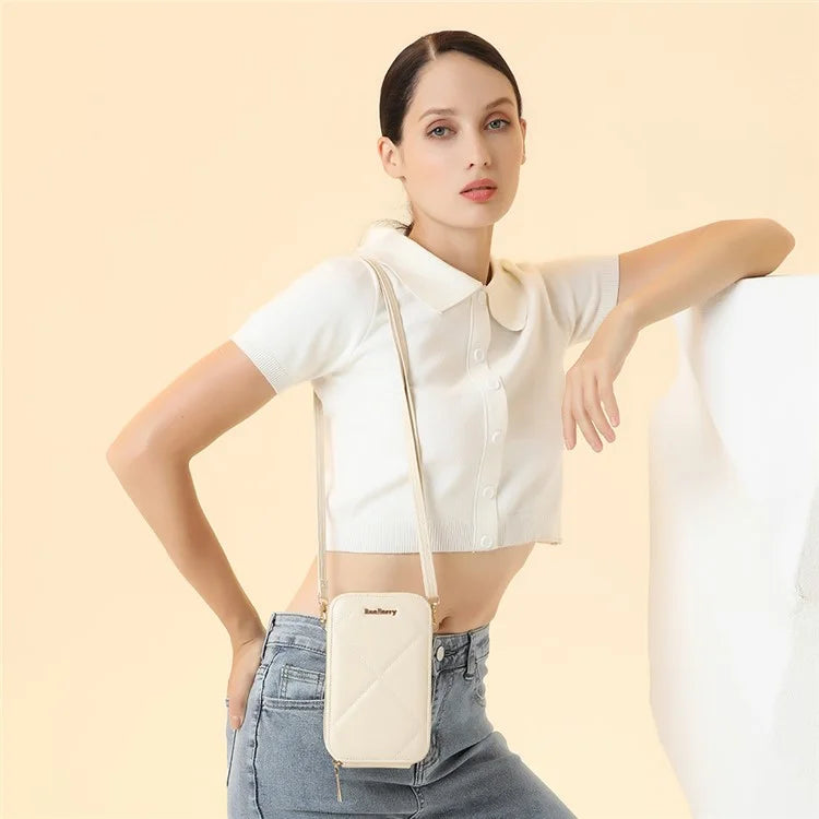 BAELLERRY N0111 Zipper Design PU Leather Crossbody Bag Phone Pouch Shoulder Bag for Travel, Daily Use