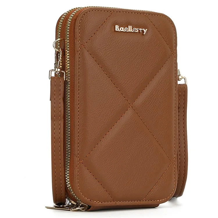 BAELLERRY N0111 Zipper Design PU Leather Crossbody Bag Phone Pouch Shoulder Bag for Travel, Daily Use