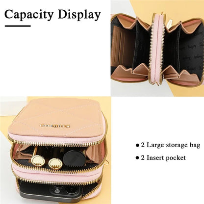 BAELLERRY N0111 Zipper Design PU Leather Crossbody Bag Phone Pouch Shoulder Bag for Travel, Daily Use