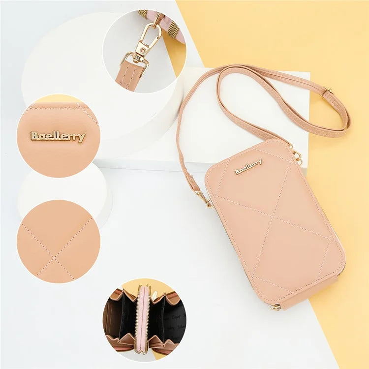 BAELLERRY N0111 Zipper Design PU Leather Crossbody Bag Phone Pouch Shoulder Bag for Travel, Daily Use