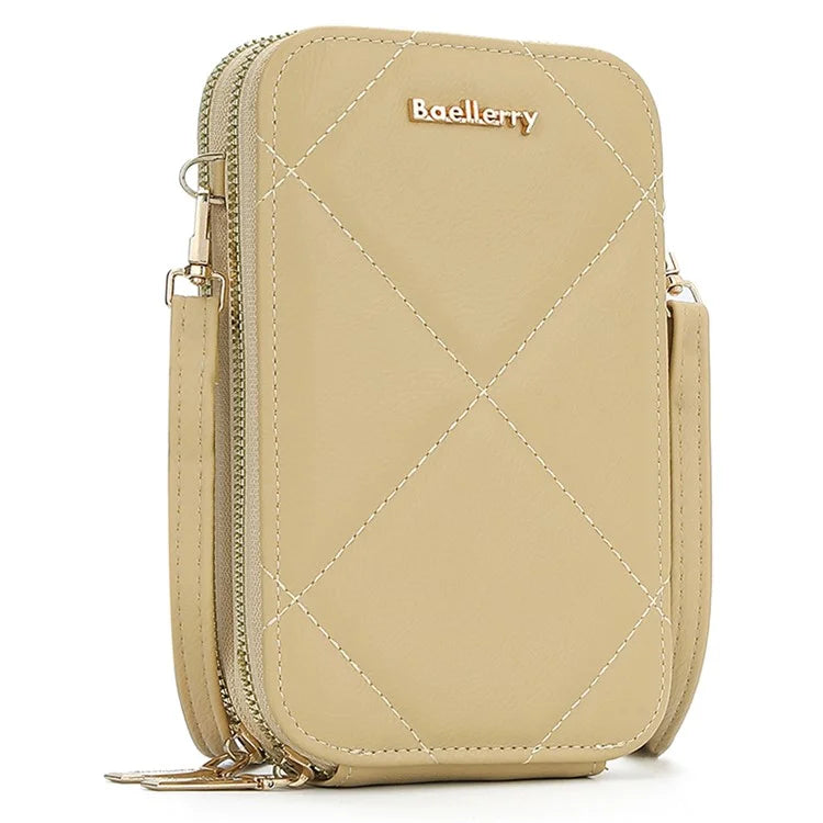 BAELLERRY N0111 Zipper Design PU Leather Crossbody Bag Phone Pouch Shoulder Bag for Travel, Daily Use