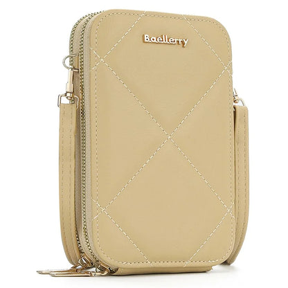 BAELLERRY N0111 Zipper Design PU Leather Crossbody Bag Phone Pouch Shoulder Bag for Travel, Daily Use