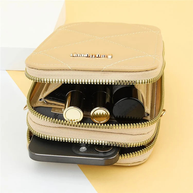 BAELLERRY N0111 Zipper Design PU Leather Crossbody Bag Phone Pouch Shoulder Bag for Travel, Daily Use