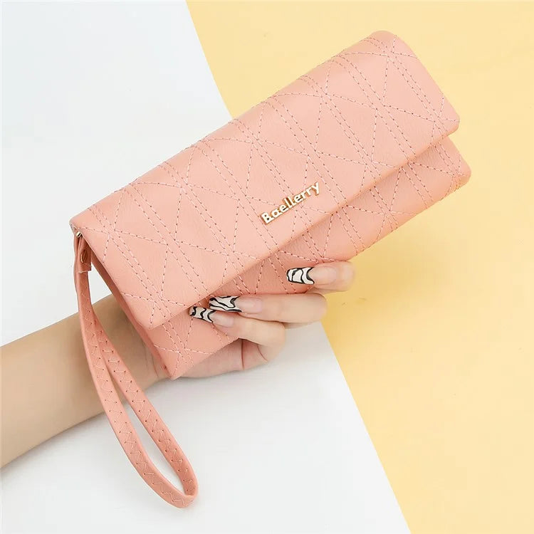 BAELLERRY N8918 Women's Clutch Bag PU Leather Wristlet Wallet Card Carrying Purse Keys Phone Organizer