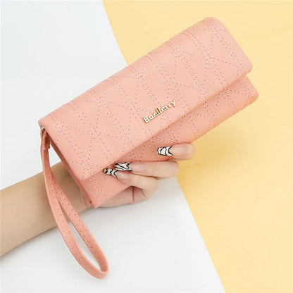 BAELLERRY N8918 Women's Clutch Bag PU Leather Wristlet Wallet Card Carrying Purse Keys Phone Organizer