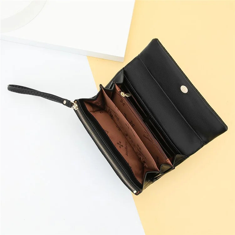 BAELLERRY N8918 Women's Clutch Bag PU Leather Wristlet Wallet Card Carrying Purse Keys Phone Organizer