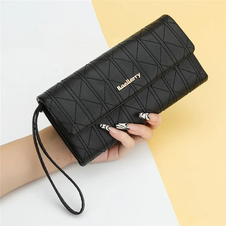 BAELLERRY N8918 Women's Clutch Bag PU Leather Wristlet Wallet Card Carrying Purse Keys Phone Organizer