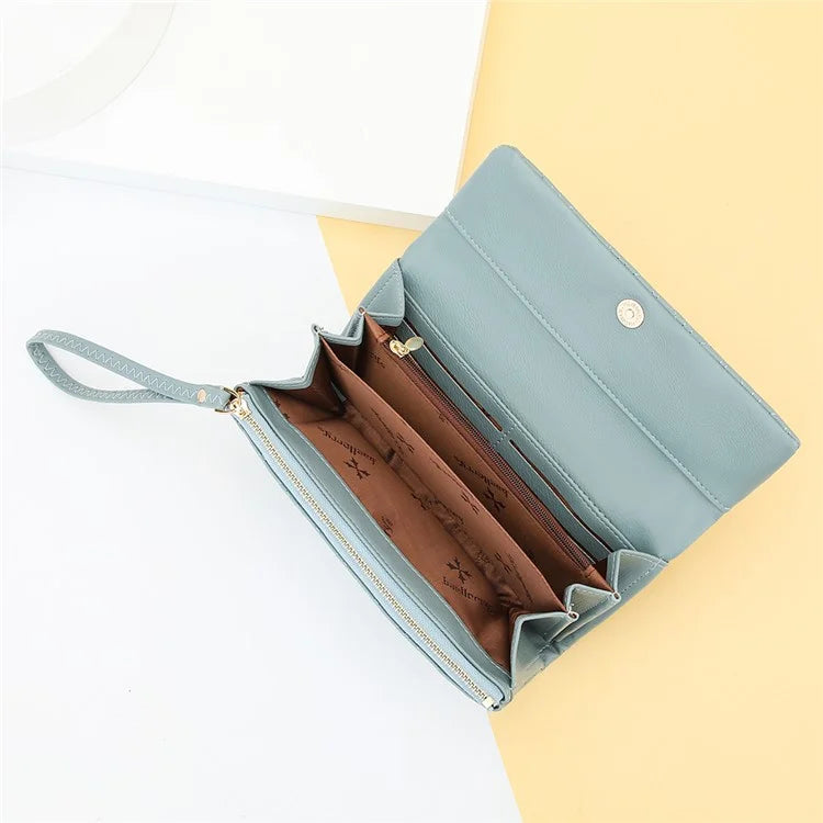 BAELLERRY N8918 Women's Clutch Bag PU Leather Wristlet Wallet Card Carrying Purse Keys Phone Organizer