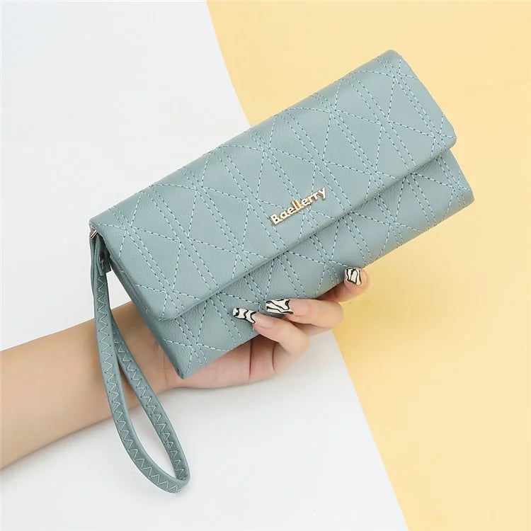 BAELLERRY N8918 Women's Clutch Bag PU Leather Wristlet Wallet Card Carrying Purse Keys Phone Organizer