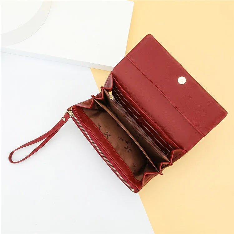 BAELLERRY N8918 Women's Clutch Bag PU Leather Wristlet Wallet Card Carrying Purse Keys Phone Organizer
