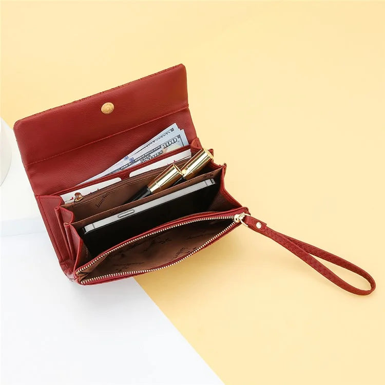 BAELLERRY N8918 Women's Clutch Bag PU Leather Wristlet Wallet Card Carrying Purse Keys Phone Organizer