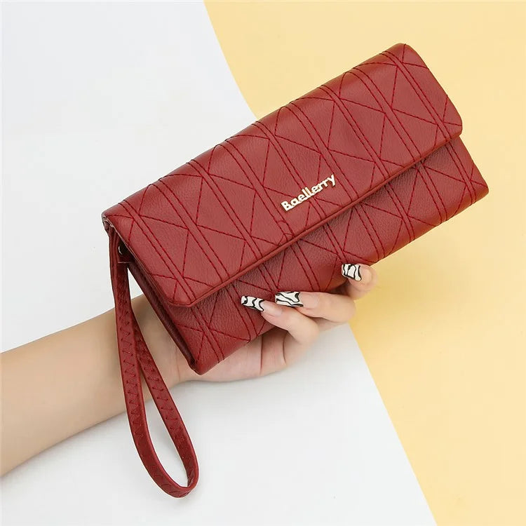 BAELLERRY N8918 Women's Clutch Bag PU Leather Wristlet Wallet Card Carrying Purse Keys Phone Organizer