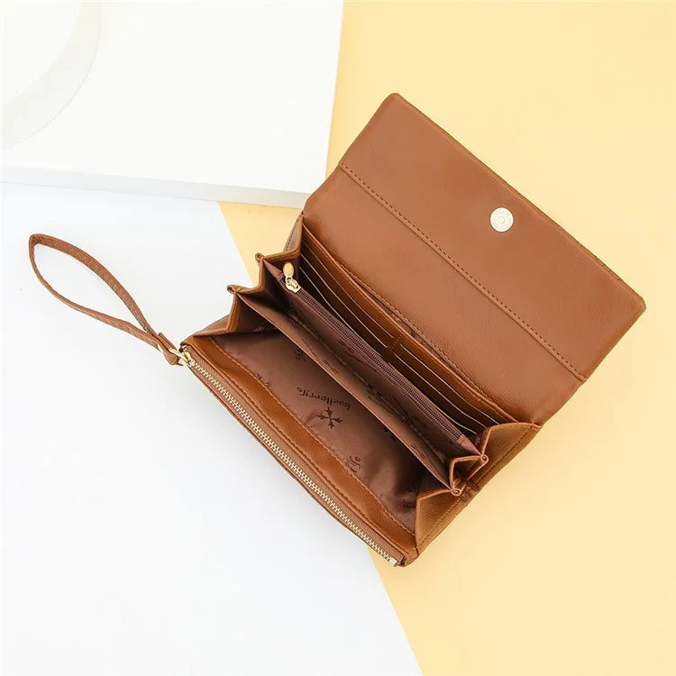 BAELLERRY N8918 Women's Clutch Bag PU Leather Wristlet Wallet Card Carrying Purse Keys Phone Organizer