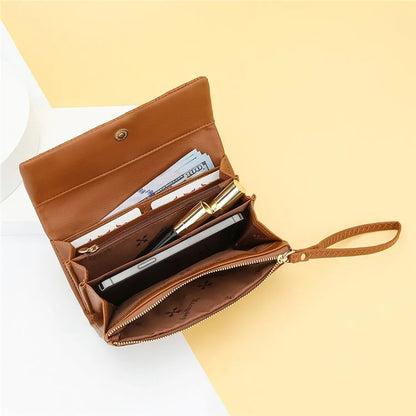 BAELLERRY N8918 Women's Clutch Bag PU Leather Wristlet Wallet Card Carrying Purse Keys Phone Organizer