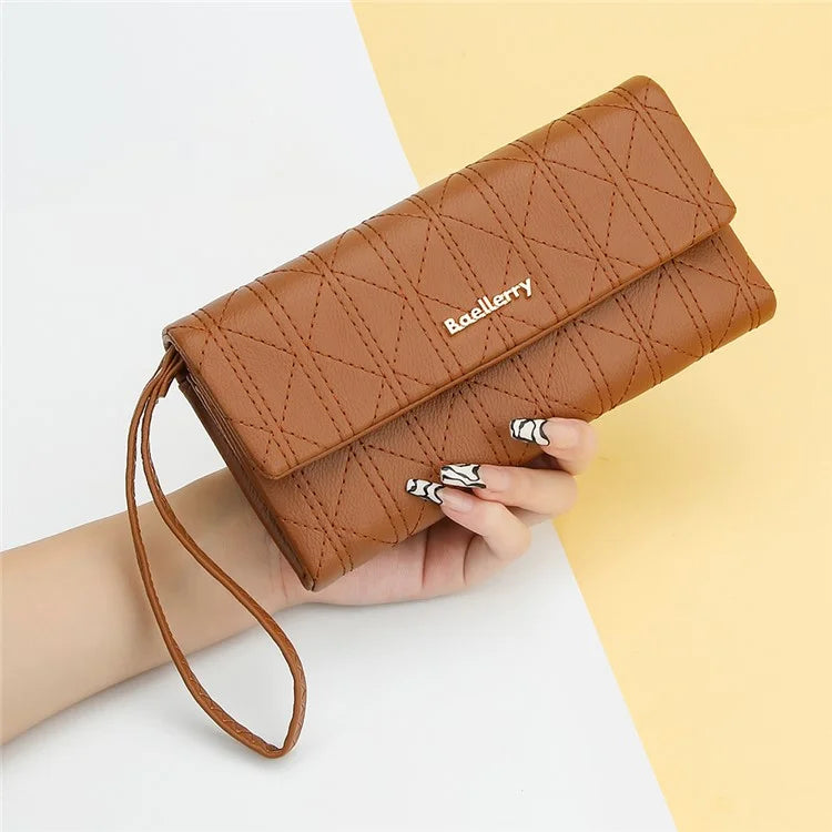 BAELLERRY N8918 Women's Clutch Bag PU Leather Wristlet Wallet Card Carrying Purse Keys Phone Organizer