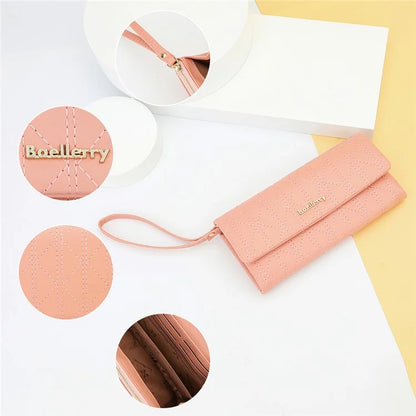 BAELLERRY N8918 Women's Clutch Bag PU Leather Wristlet Wallet Card Carrying Purse Keys Phone Organizer