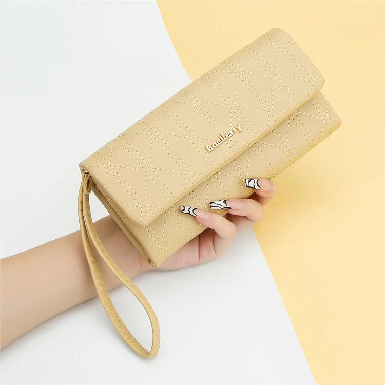 BAELLERRY N8918 Women's Clutch Bag PU Leather Wristlet Wallet Card Carrying Purse Keys Phone Organizer