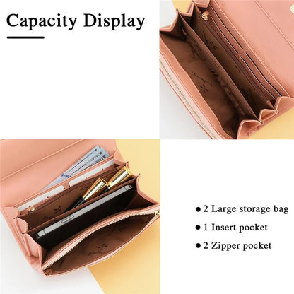 BAELLERRY N8918 Women's Clutch Bag PU Leather Wristlet Wallet Card Carrying Purse Keys Phone Organizer