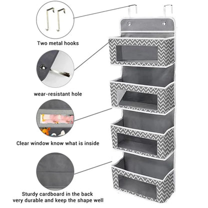 Non-woven Fabric 4 Layer Storage Bag Home Wardrobe Door Back Hanging Organizer