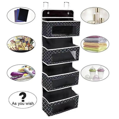 Non-woven Fabric 4 Layer Storage Bag Home Wardrobe Door Back Hanging Organizer