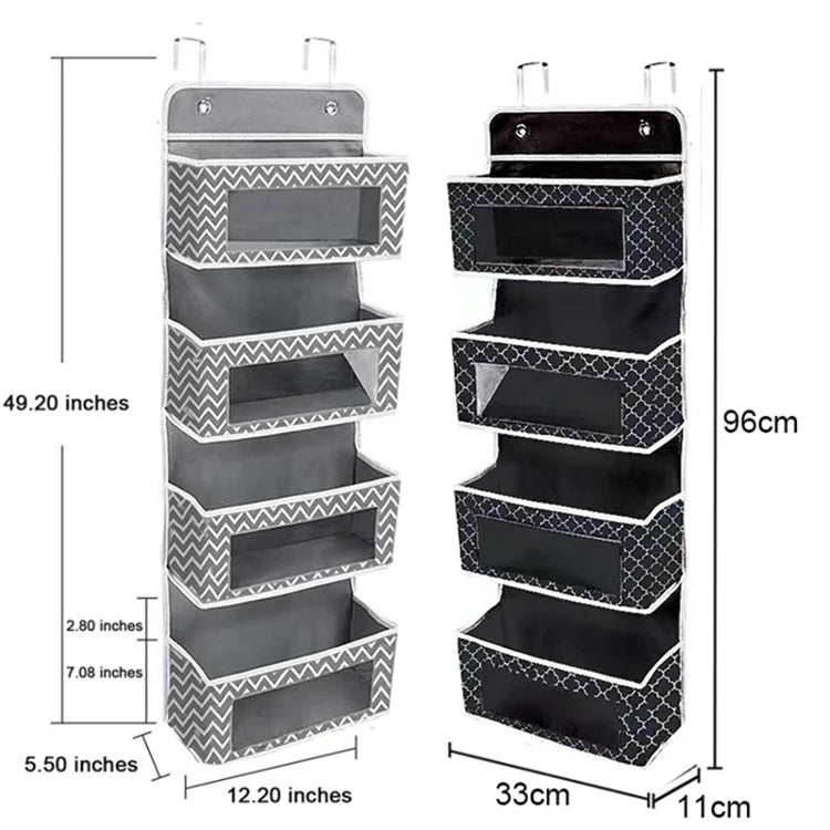 Non-woven Fabric 4 Layer Storage Bag Home Wardrobe Door Back Hanging Organizer