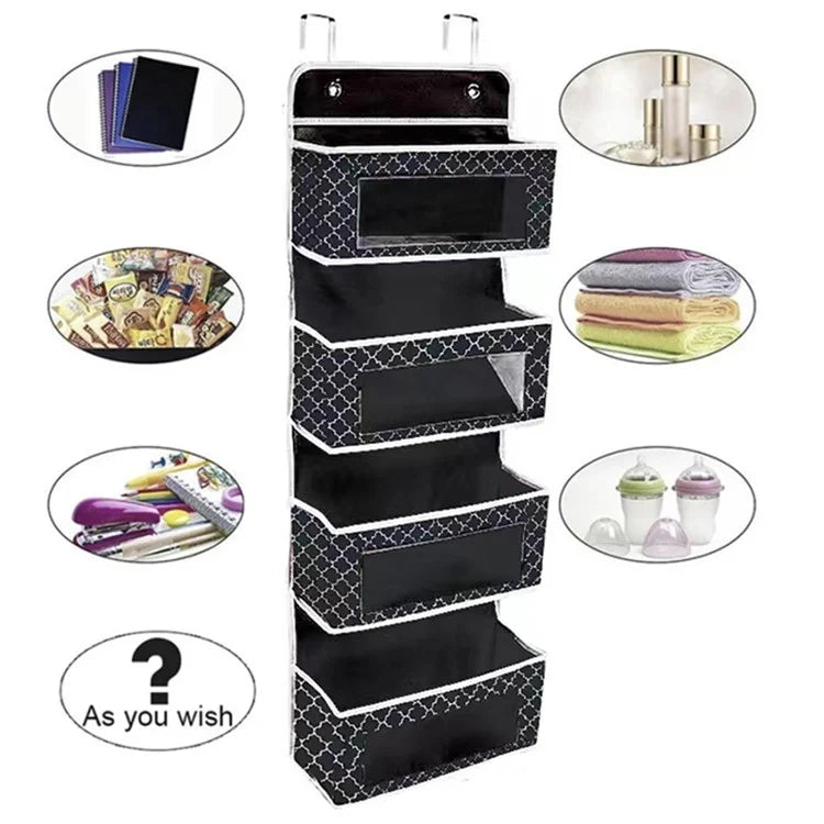 Non-woven Fabric 4 Layer Storage Bag Home Wardrobe Door Back Hanging Organizer