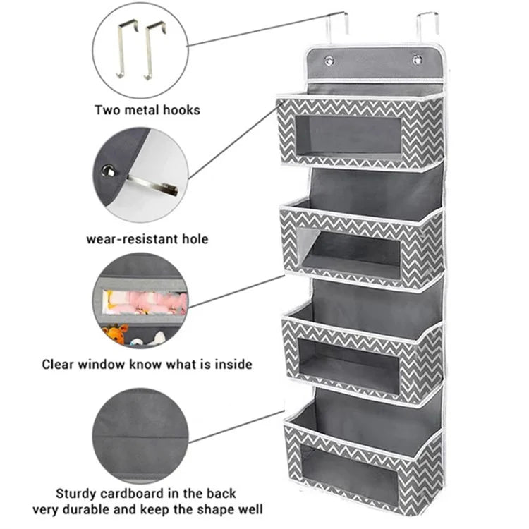 Non-woven Fabric 4 Layer Storage Bag Home Wardrobe Door Back Hanging Organizer