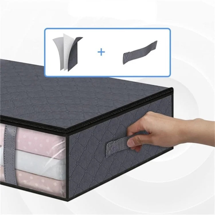 4 Handle Design Non-woven Fabric Foldable Clothing Storage Bag Blanket Clothes Toys Storage Bag