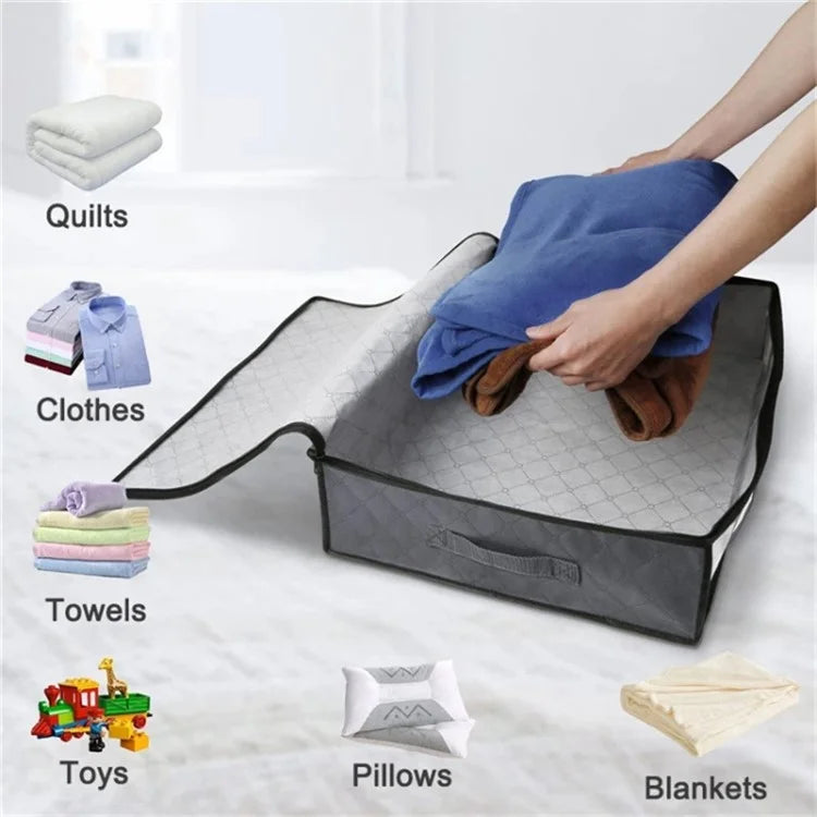 4 Handle Design Non-woven Fabric Foldable Clothing Storage Bag Blanket Clothes Toys Storage Bag