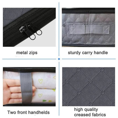 4 Handle Design Non-woven Fabric Foldable Clothing Storage Bag Blanket Clothes Toys Storage Bag
