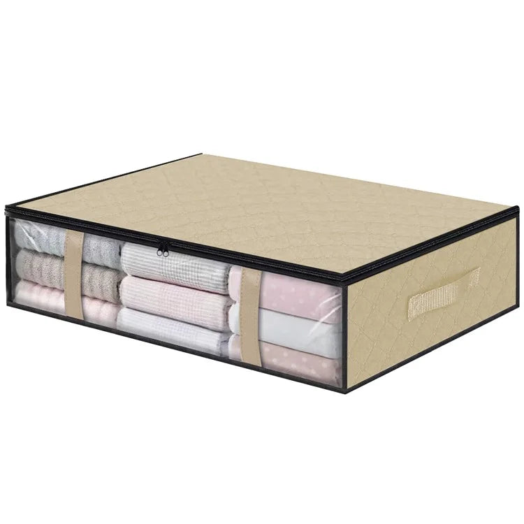 4 Handle Design Non-woven Fabric Foldable Clothing Storage Bag Blanket Clothes Toys Storage Bag