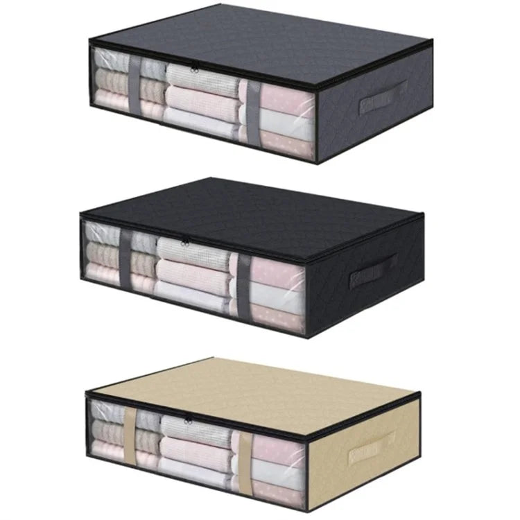 4 Handle Design Non-woven Fabric Foldable Clothing Storage Bag Blanket Clothes Toys Storage Bag