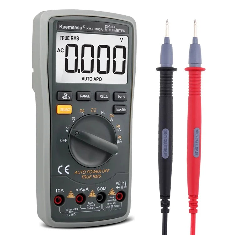 KAEMEASU KM-DM03A High Precision Digital Multimeter 6000 Count Display AC / DC Smart Tester, without Battery