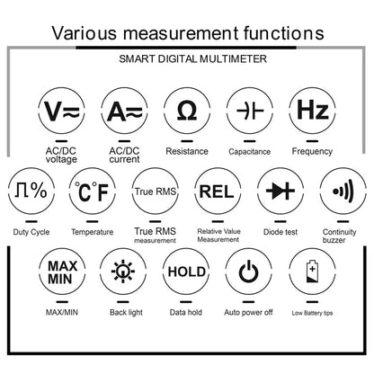 KAEMEASU KM-DM03A High Precision Digital Multimeter 6000 Count Display AC / DC Smart Tester, without Battery