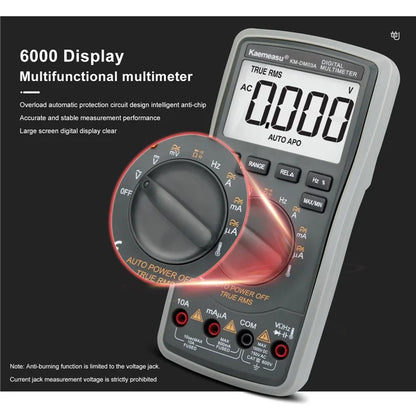 KAEMEASU KM-DM03A High Precision Digital Multimeter 6000 Count Display AC / DC Smart Tester, without Battery