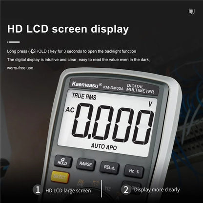 KAEMEASU KM-DM03A High Precision Digital Multimeter 6000 Count Display AC / DC Smart Tester, without Battery