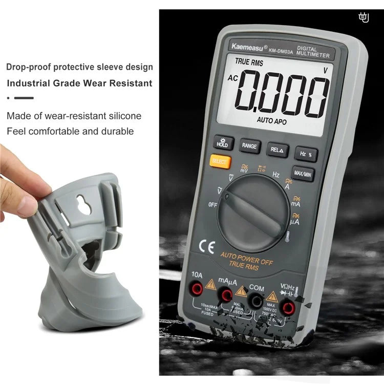 KAEMEASU KM-DM03A High Precision Digital Multimeter 6000 Count Display AC / DC Smart Tester, without Battery