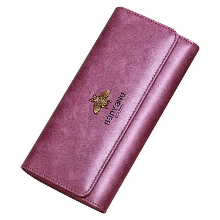 BANYANU BYN-8095 Retro Women Long Wallet Second-layer Cowhide Clutch Purse