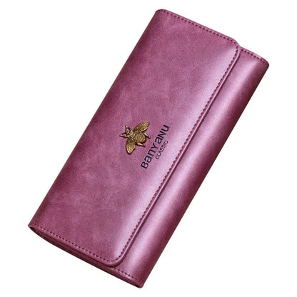 BANYANU BYN-8095 Retro Women Long Wallet Second-layer Cowhide Clutch Purse