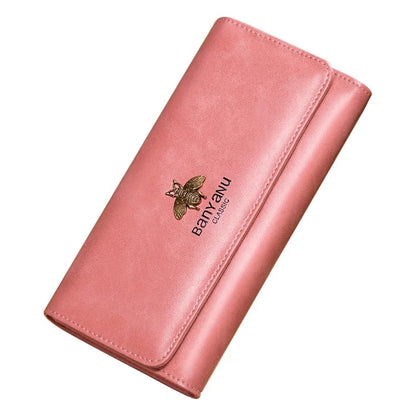 BANYANU BYN-8095 Retro Women Long Wallet Second-layer Cowhide Clutch Purse