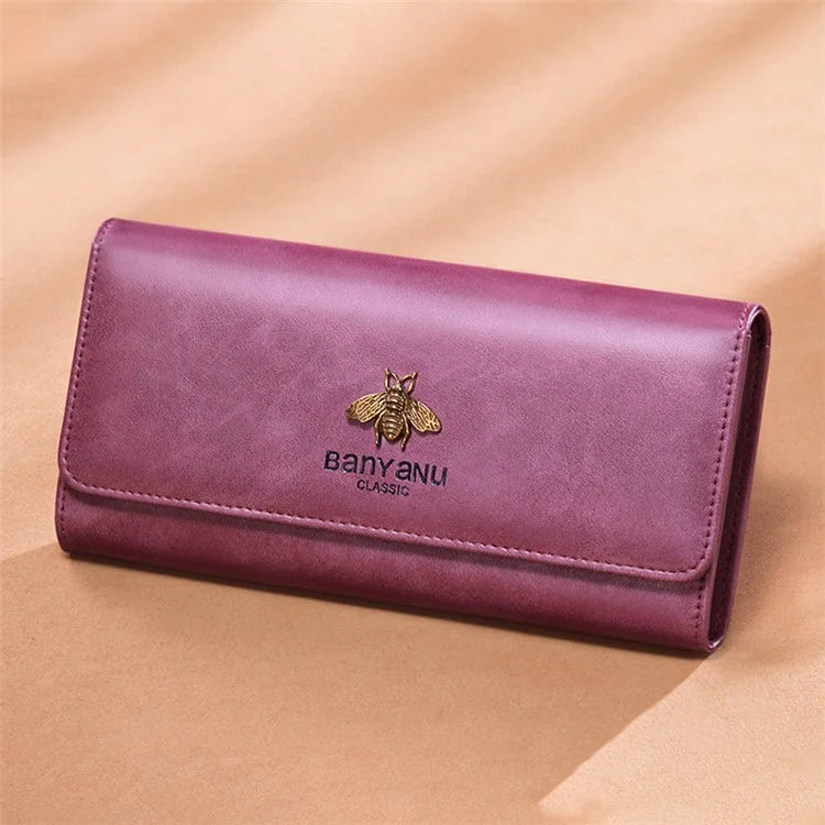 BANYANU BYN-8095 Retro Women Long Wallet Second-layer Cowhide Clutch Purse