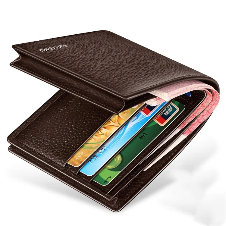 BANYANU N887 First Layer Cowhide Men Short Wallet Card Cash Storage Bag