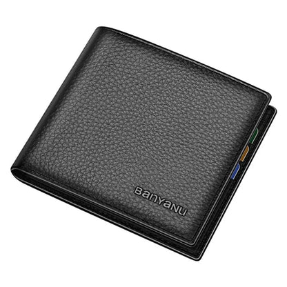 BANYANU N887 First Layer Cowhide Men Short Wallet Card Cash Storage Bag