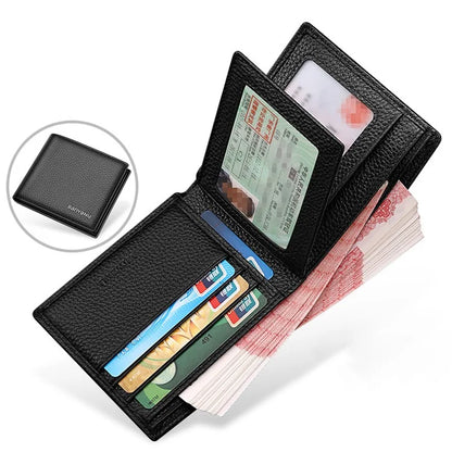 BANYANU N887 First Layer Cowhide Men Short Wallet Card Cash Storage Bag