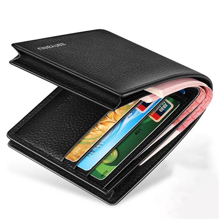 BANYANU N887 First Layer Cowhide Men Short Wallet Card Cash Storage Bag